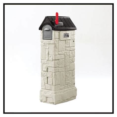 Step2 Mailmaster Plastic Stone Gray/Black Post Mount Locking Mailbox in ...