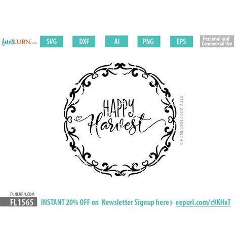 Happy Harvest Round Sign SVG - FunLurn