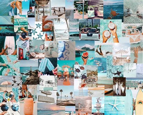 60 Beach aesthetic Wall Collage kit Digital Download | Etsy