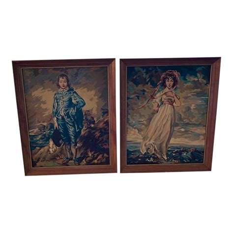 1950s Vintage “Blue Boy” and “Pinkie” Paintings by Numbers- A Pair ...