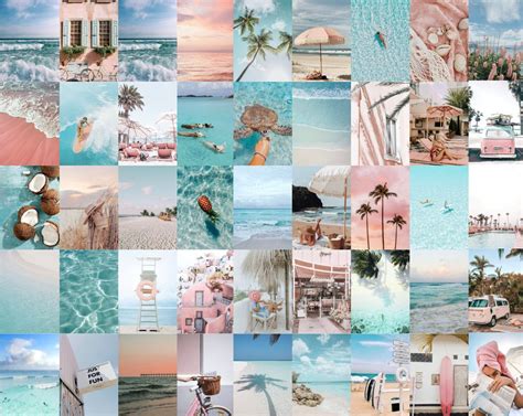 Blue Beach Aesthetic Collage Wallpaper - img-jeez