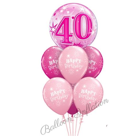 40th Birthday Pink Starburst Bubble Balloon Bouquet