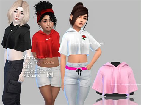 sims 4 cc // custom content kids clothing // Crop Top Hoodie (KIDS) for ...