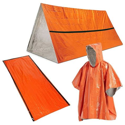 Splihome 3-in-1 Outdoor Thermal Rain Coat Sleeping Bag Tent Set Outdoor ...