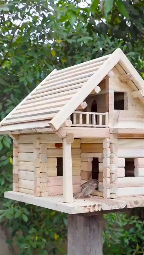 🔨 Woodworking DIY Bird House Log Cabin | DIY Project Idea | Bird houses ...