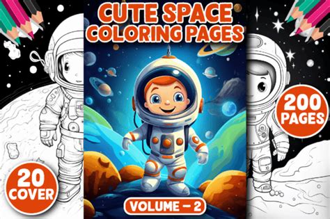 200 Cute Space Coloring Pages for Kids Graphic by Musera Design ...