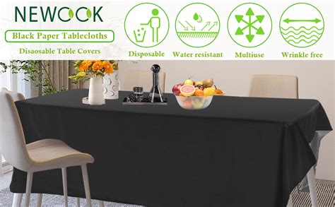 Amazon.com: NEWOOK Black Paper Tablecloths Disposable for Rectangle ...