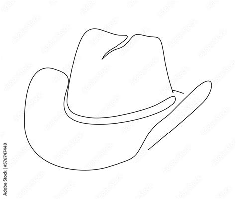 Continuous one line drawing of cowboy hat. Simple cowboy hat line art ...