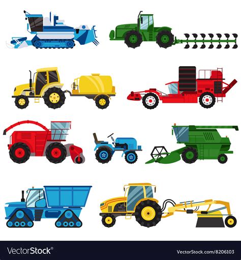 Equipment farm for agriculture machinery combine Vector Image