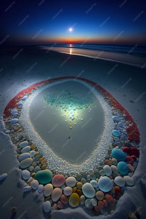 Premium AI Image | A picture of a beach with a sunset and a sea shell.