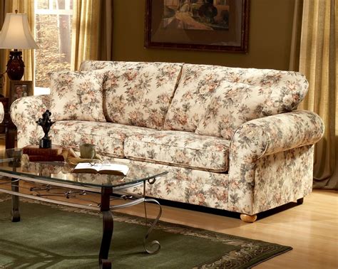 Floral Pattern Fabric Traditional Sofa & Loveseat Set