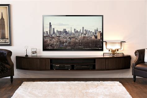 Wall Mount Floating Entertainment Center TV Stand - Arc - Espresso ...