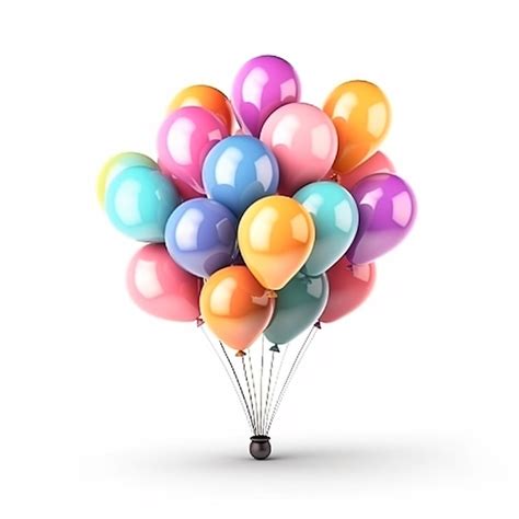 Premium Photo | Colorful birthday party balloons on white background