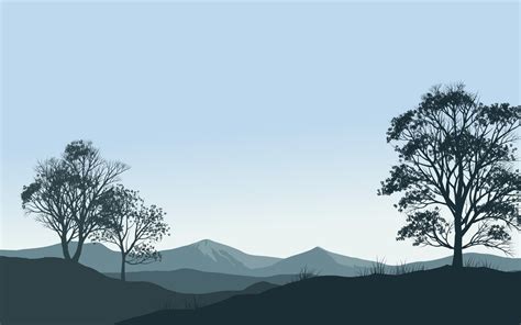 Nature Background With Silhouette of trees and mountain 3021662 Vector ...