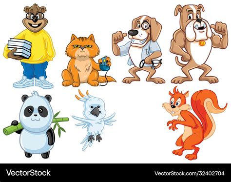 Cute funny witty animal character design cartoon Vector Image