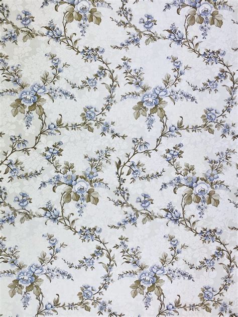 Floral wallpaper blue and silver | Vintage Wallpapers - Online Shop