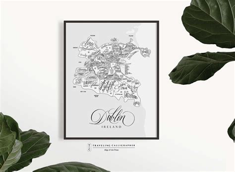 Dublin, Ireland Illustrated Map Print - 24 Postal Codes - Map of Dublin ...