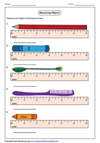 Learning Measuring Objects In Inches Worksheet: Math, 42% OFF