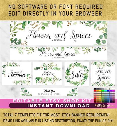 Shop banner template-INSTANT DOWNLOAD EDITABLE-shop banner set | Etsy