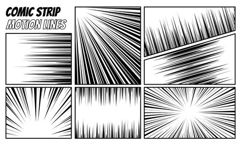 Comic strip radial motion lines set. Anime comics book hero speed or ...