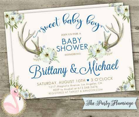 Rustic Baby Shower Invitation Boy Boho Baby Shower | Etsy