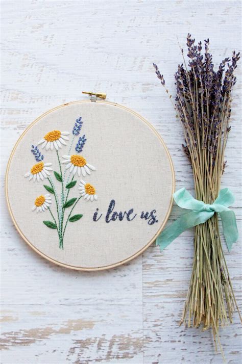 I Love Us Free Floral Embroidery Pattern