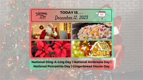 DECEMBER 12, 2023 | GINGERBREAD HOUSE DAY | NATIONAL DING-A-LING DAY ...