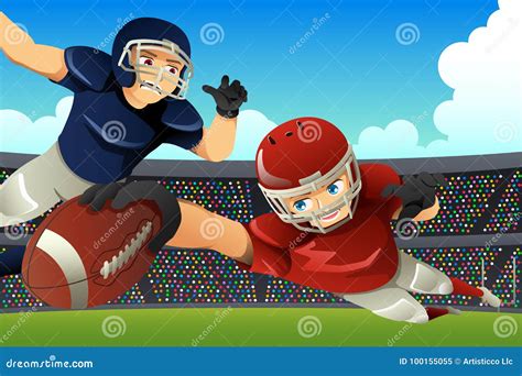 American Football Players Playing Football in a Stadium Stock Vector ...