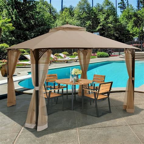 Costway 12' x 10' Outdoor Patio Gazebo Canopy Shelter Double Top ...