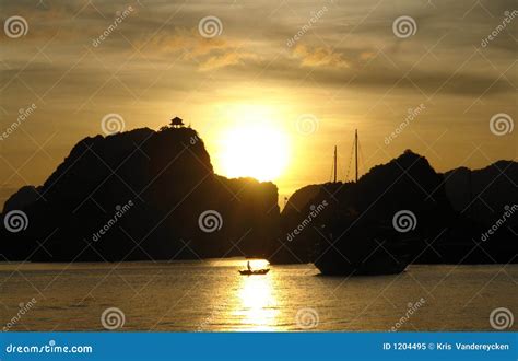 Sunset in Ha Long Bay stock image. Image of sunset, vietnam - 1204495