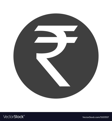 Monochrome round rupee icon Royalty Free Vector Image