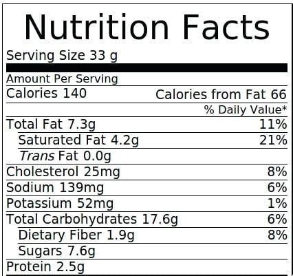 Subway Cookie Nutrition