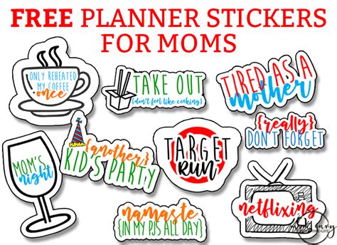 Free Mom Planner Stickers - 33 Different Designs - Free SVG Included