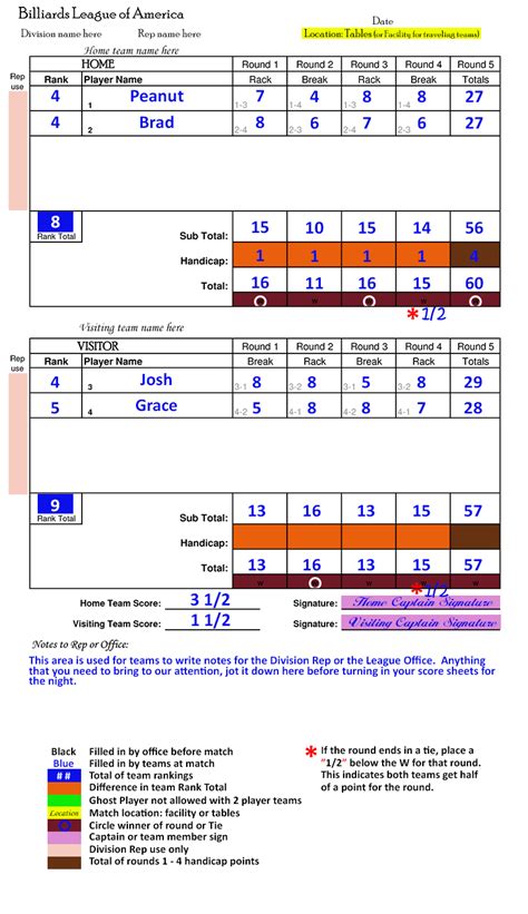 8-Ball Score Sheets