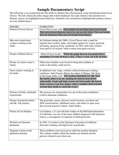 Documentary Script Outline - Examples, Pdf