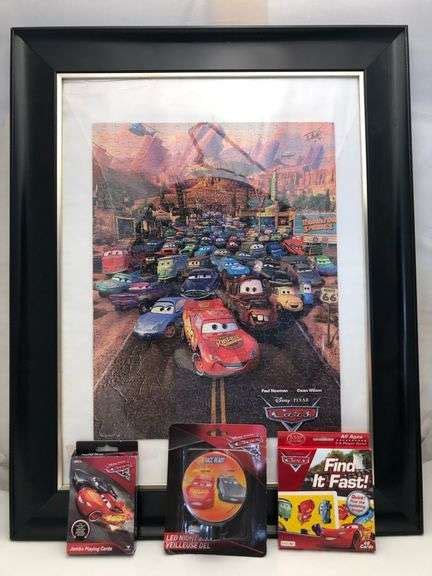 READ! Lightning McQueen Puzzle Framed Has A Crack On Plastic- Night ...