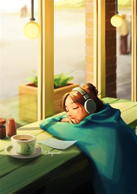 HD wallpaper: Peijin Yang, smiling, by the window, music, cup, coffee ...