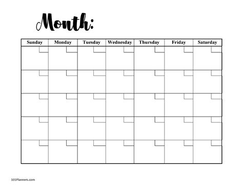 FREE Blank Calendar Templates | Word, Excel, PDF for any month