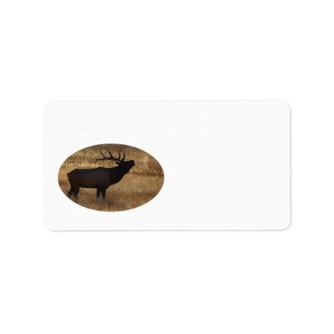 Bull elk bugling in silhouette label | Zazzle