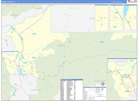 Summit County, UT Zip Code Wall Map Basic Style by MarketMAPS - MapSales