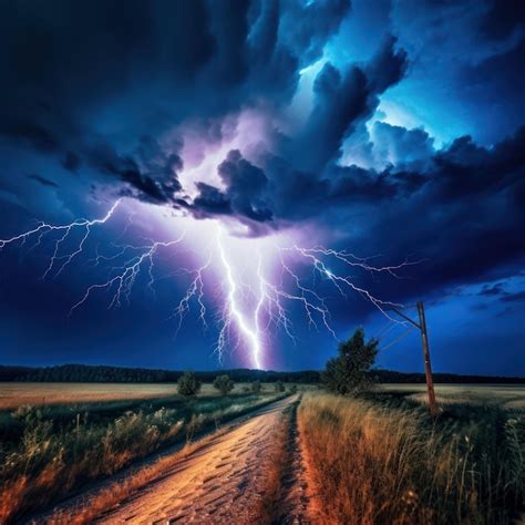 Premium AI Image | lightning storm in the sky