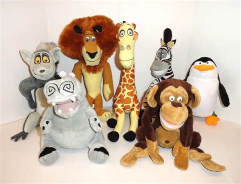 MADAGASCAR PLUSH SET Lot 7 pc Marty Gloria Skipper Penguin Julien Phil ...