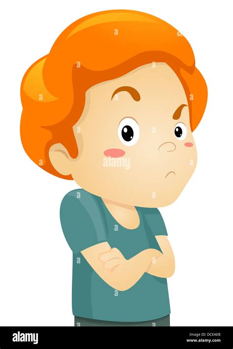 Illustration of a Frowning Grumpy Little Kid Boy Stock Photo - Alamy