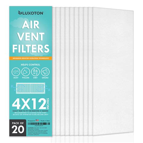 Premium Air Vent Filters for Home - Pack of 20 Pieces 4" x 12" Air Vent ...