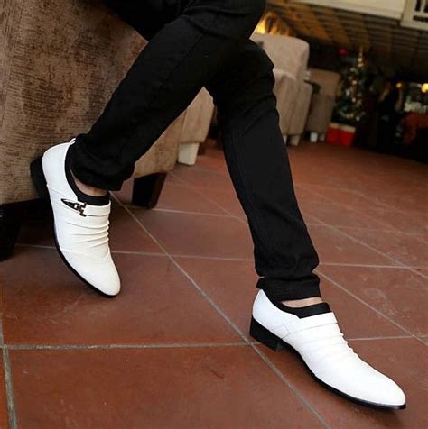 Fashion New White Dress Shoes Mens Casual Shoes Groom Wedding Shoes ...