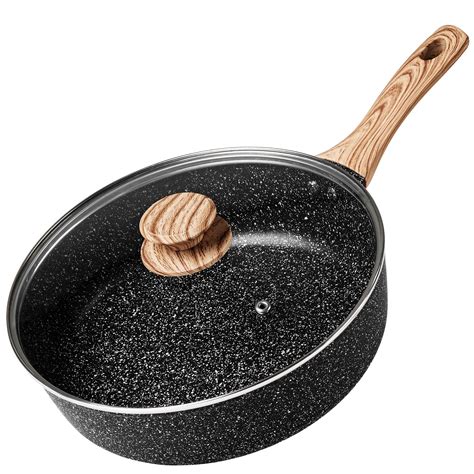 Buy MICHELANGELO Deep Frying Pan with Lid, 9.5 Inch Saute Pan with Lid ...