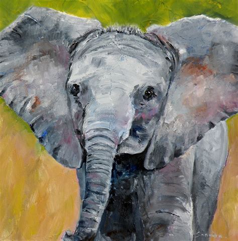 ART FOR LIFE: "Baby Elephant" original oil elephant portrait © Saundra ...