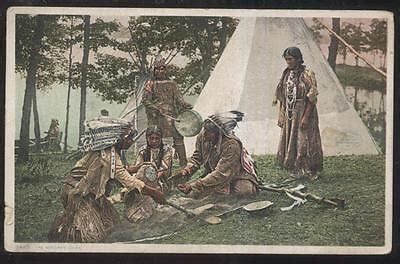 Postcard NATIVE AMERICAN INDIANS Playing The Moccasin Game view 1907 | eBay