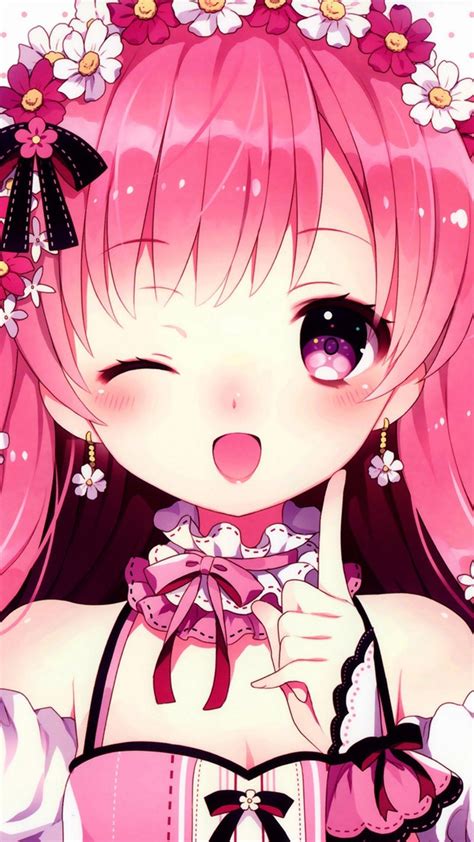 Kawaii Pink Anime Girl Wallpaper