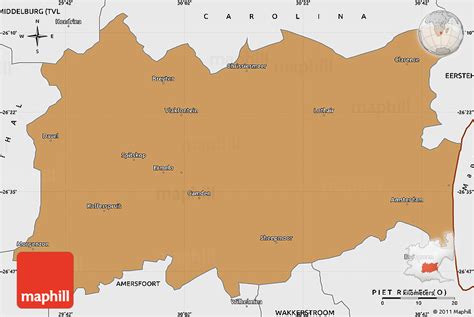 Political Simple Map of ERMELO, single color outside, borders and labels